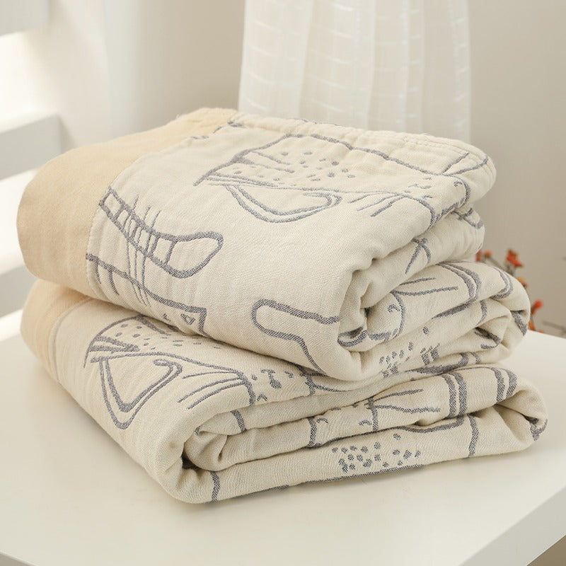 Five-Layer Bamboo Cotton Summer Cool Cat Coverlet - Harmony Gallery