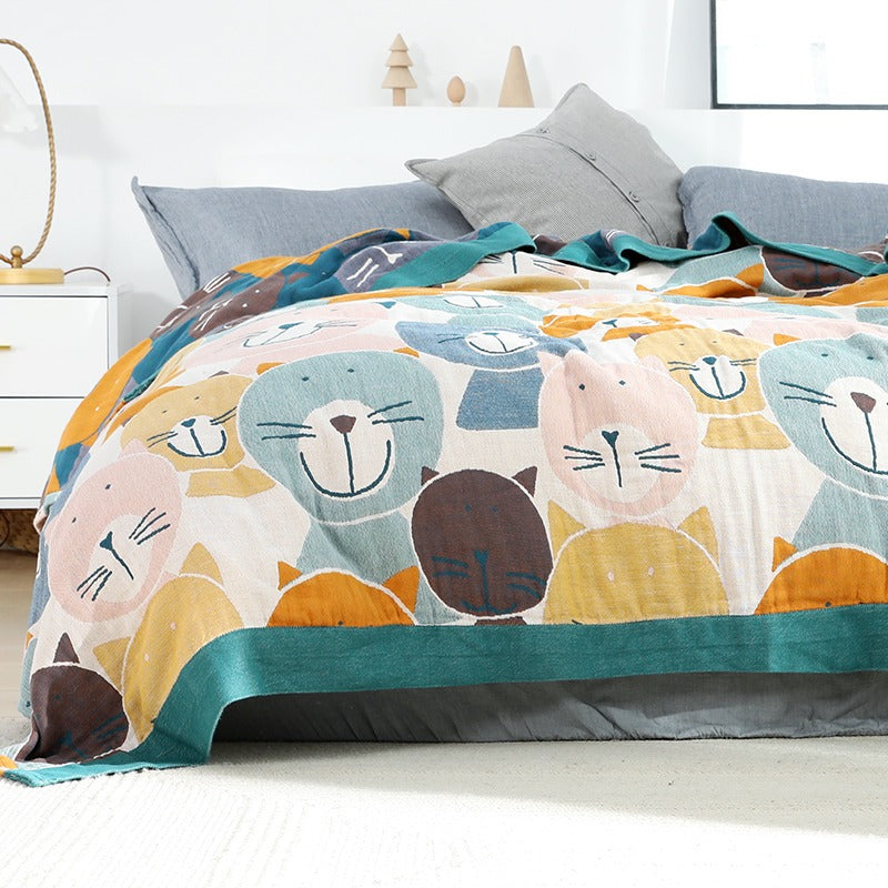 Six-layer Pure Cotton Summer Cool Ugly Cat Coverlet