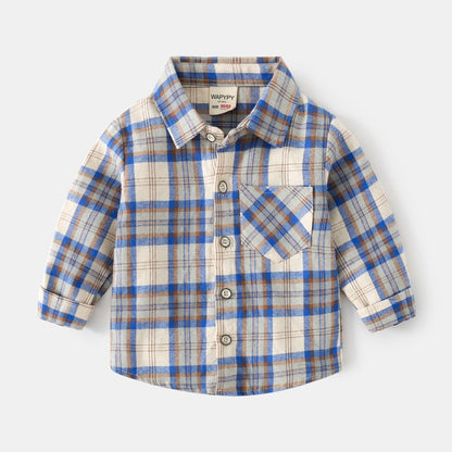 Long-Sleeved Cotton Autumn Spring Plaid Casual Baby Boy's Shirts