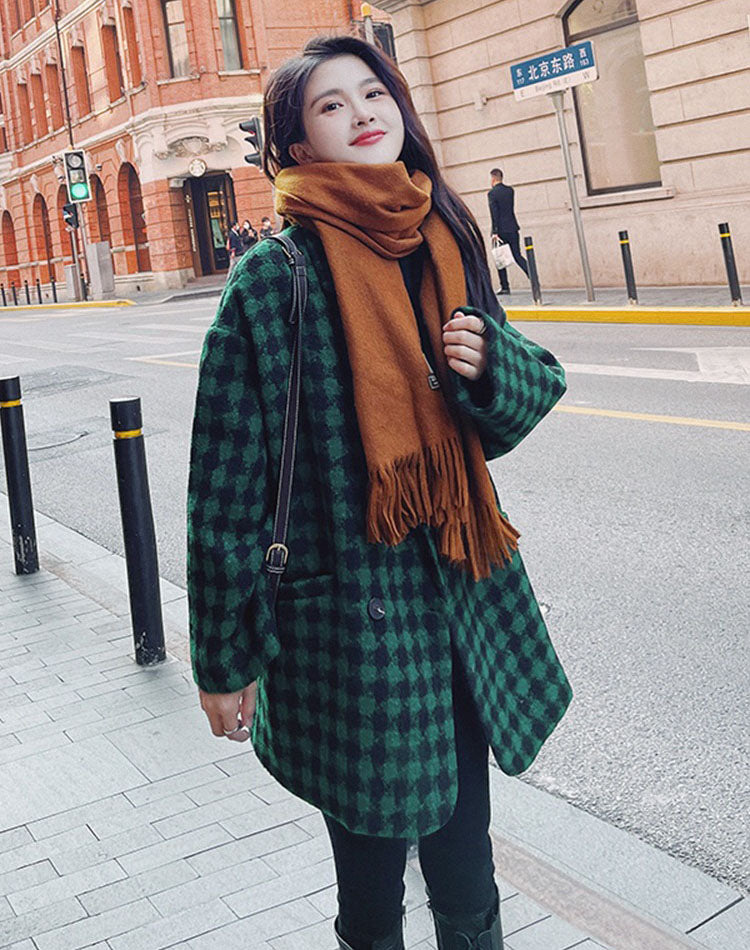 Green hotsell houndstooth coat