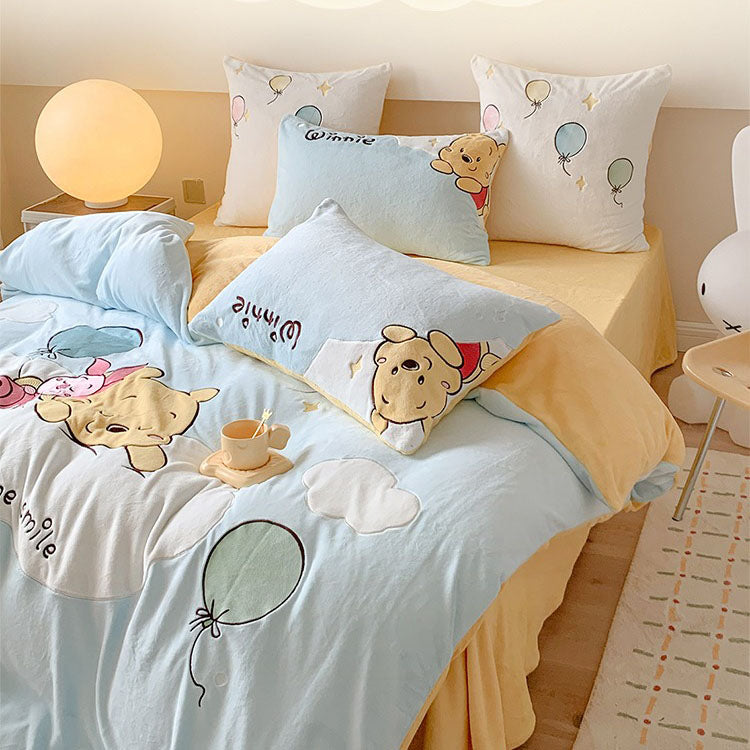 Disney Winnie The Pooh Velvet Four-Piece Double-Sided Bed Set - Harmony Gallery