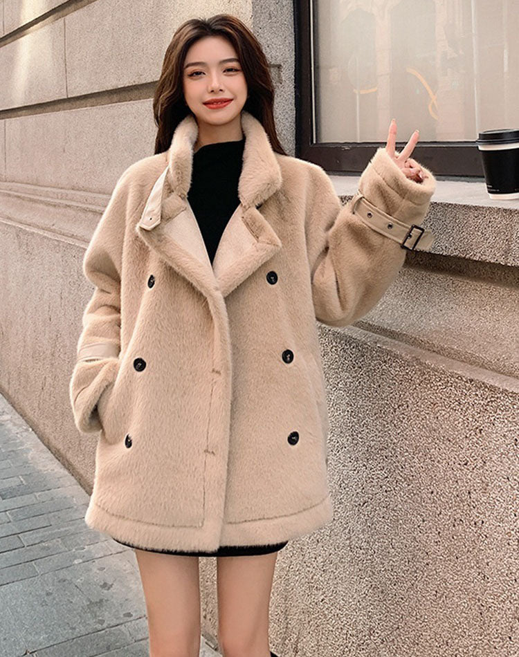 Lamb Wool Winter For Small People High-End Gentle Women's Coat