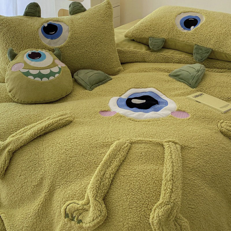 monsters university blanket Monsters University Big-Eyed Washed Cotton Four-Piece Bed Set