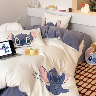 Cute Washed Cotton Disney Stitch Four-Piece Bed Set | Harmony Gallery