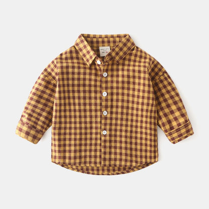 Casual Fall and Spring Cotton Plaid Boy's Shirt - Harmony Gallery