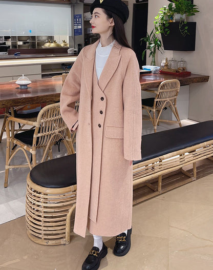 Pink Woolen Suit Winter High-End Thickened Women's Coat