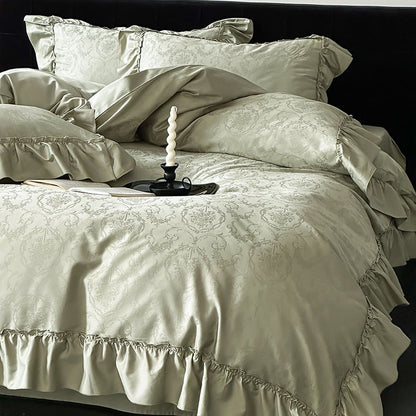 French Princess High-End Pure Cotton Ruffle Four-Piece Bed Set