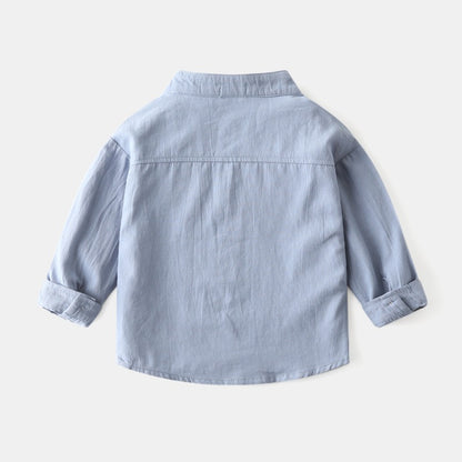 New Long-Sleeved Spring Cotton Stand-Up Collar Baby Boy's Shirt