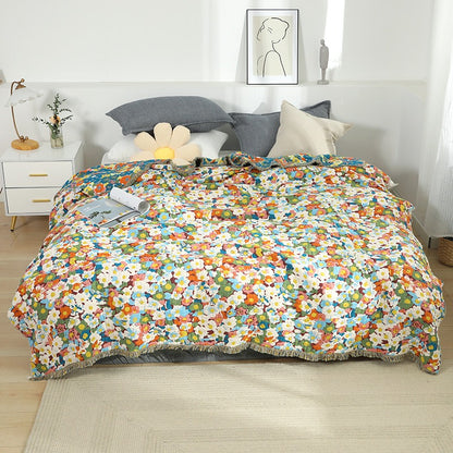 Five-Layer Pure Cotton Summer Cool Floral Coverlet - Harmony Gallery