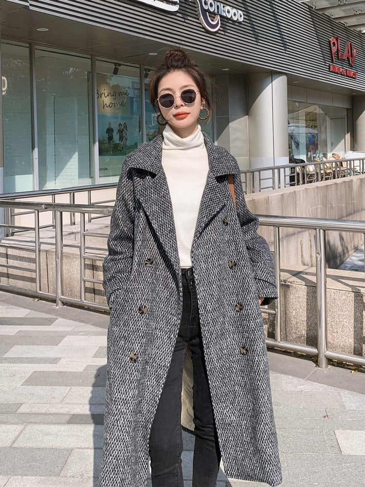 High-Quality Down Slim Winter Knee-Length Woolen Women's Coat