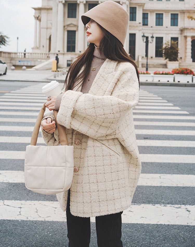 Gentle Woolen Suit Winter Cocoon-Shaped Women's Coat - Harmony Gallery