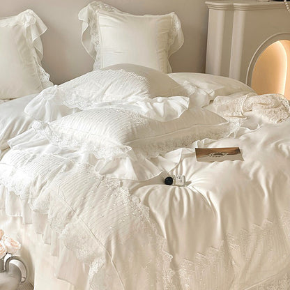 French Princess High-End Seven-Piece Pure Cotton Lace Bed Set