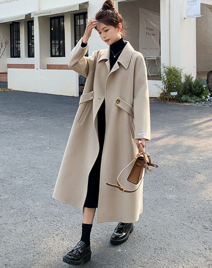 Double-Sided Cashmere Winter Mid-Length High-End Woolen Women's Coat - Harmony Gallery