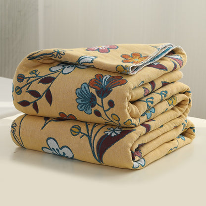 Five-Layer Pure Cotton Summer Thin Floral Coverlet - Harmony Gallery
