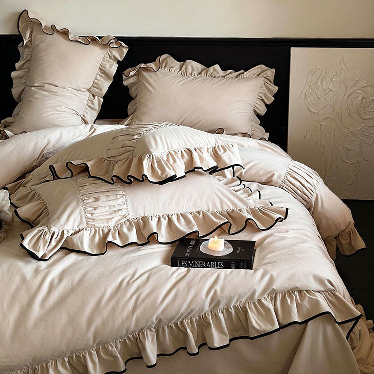 French Princess Thickened Cotton Lace Fall And Winter Four-Piece Bed Set