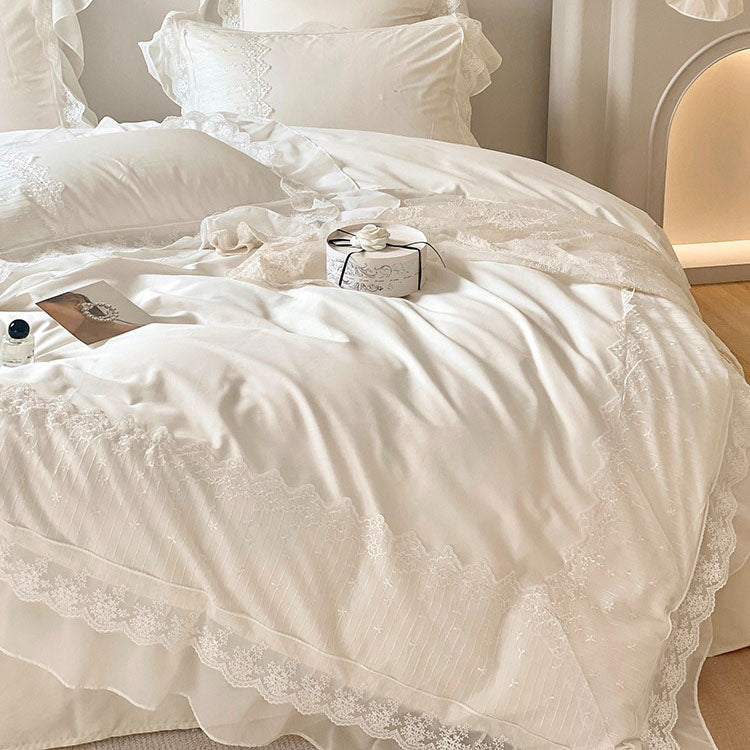 French Princess High-End Seven-Piece Pure Cotton Lace Bed Set
