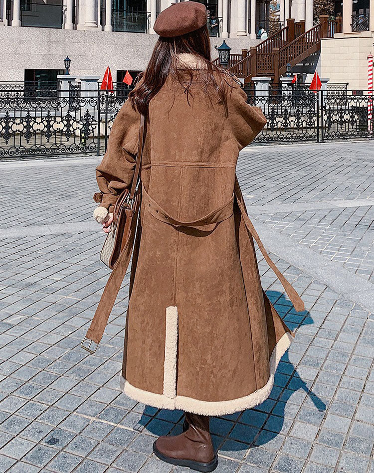 Long suede coat with fur clearance lining