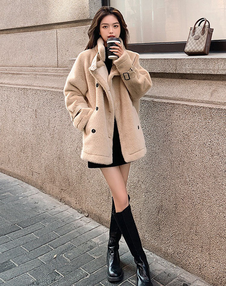 Lamb Wool Winter For Small People High-End Gentle Women's Coat