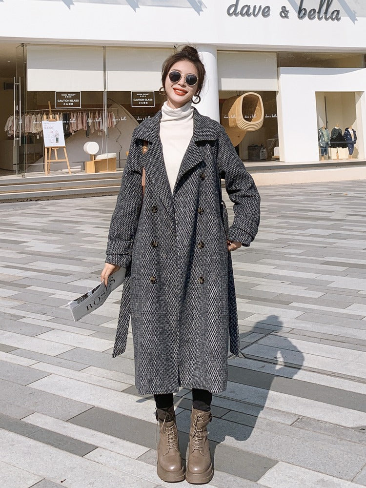 High-Quality Down Slim Winter Knee-Length Woolen Women's Coat - Harmony Gallery