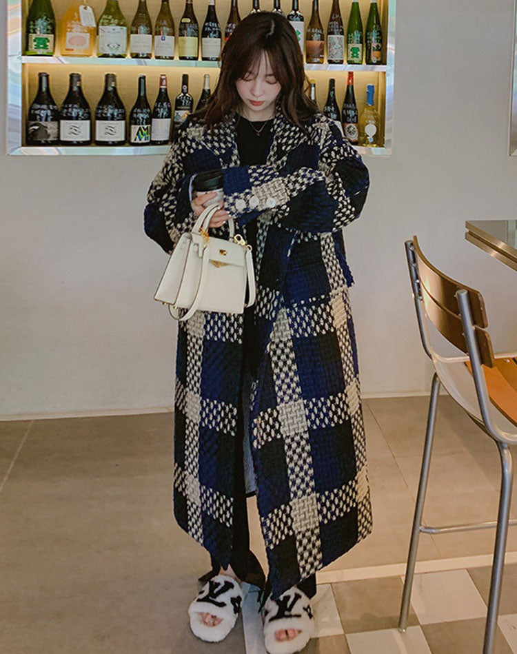 Duffle Plaid Mid-Length Thickened High-End Woolen Women's Coat - Harmony Gallery