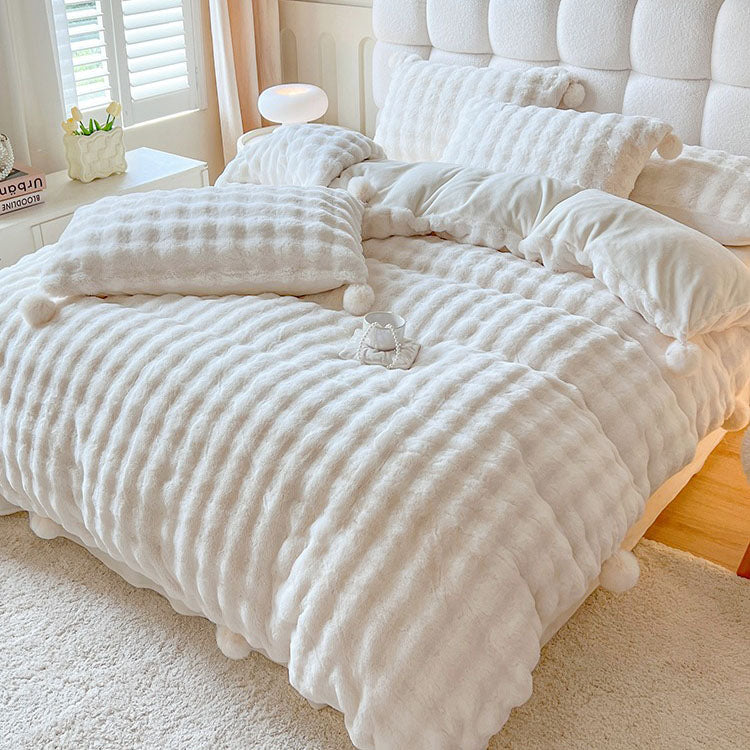 Princess Fairy Rabbit Double-Sided Plush Velvet Winter Four-Piece Bed Set - Harmony Gallery