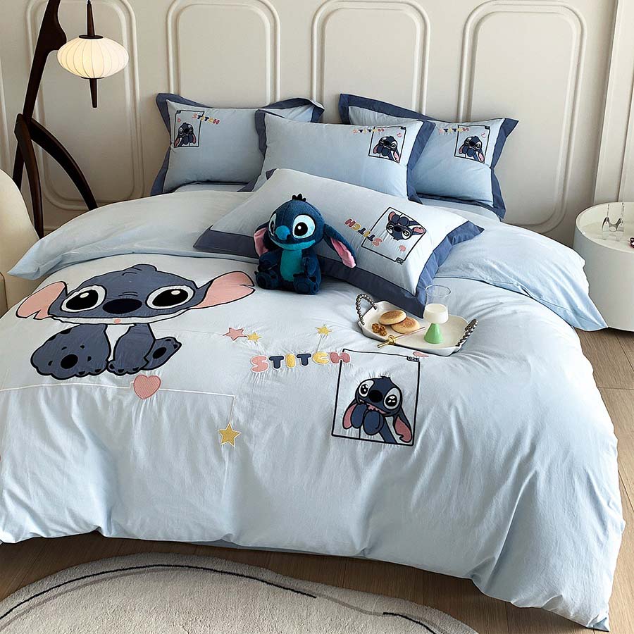 Washed Cotton Stitch Disney Cartoon Embroidery Four-Piece Bed Set ...