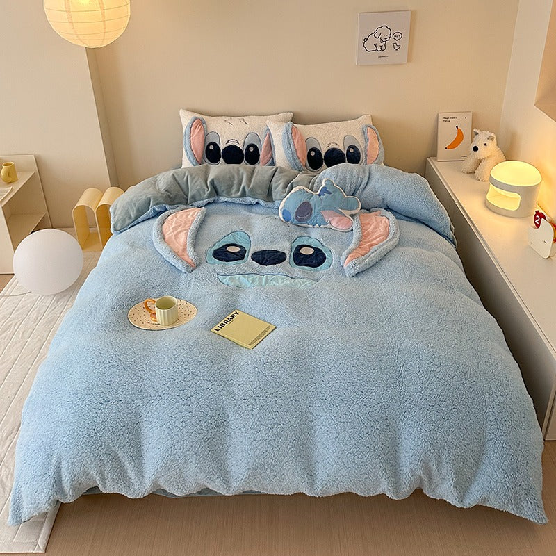 Disney Thickened Four-Piece velvet Fleece Winter Bed Set