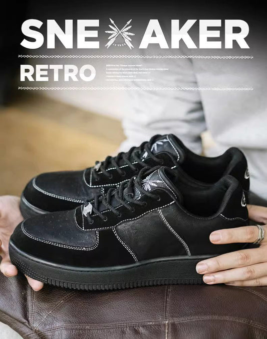 Retro Pure Black Of The Air Force Sneakers Thick-Soled Men's Casual Shoes