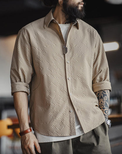 American Casual Non-Iron Textured Thin jacket Men's Shirt