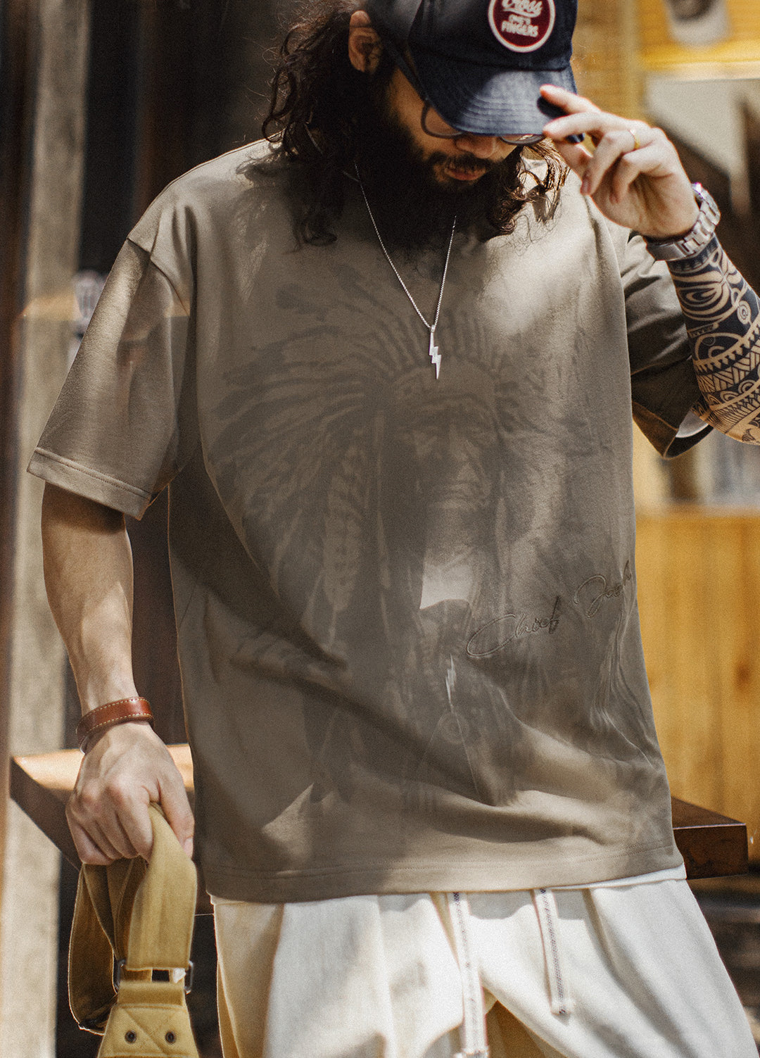 American Retro Full Print Pure Cotton Heavy Vintage Daily Men's T-Shirt - Harmony Gallery