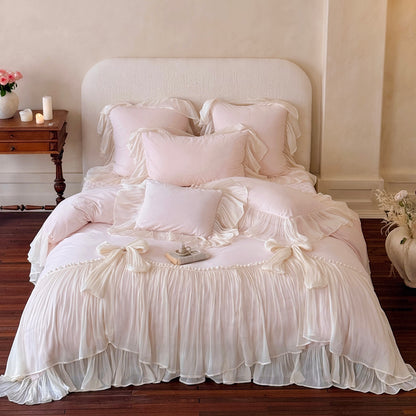 French Premium Double-Sided Warm Mattress Coral Fleece four-piece Bed Set