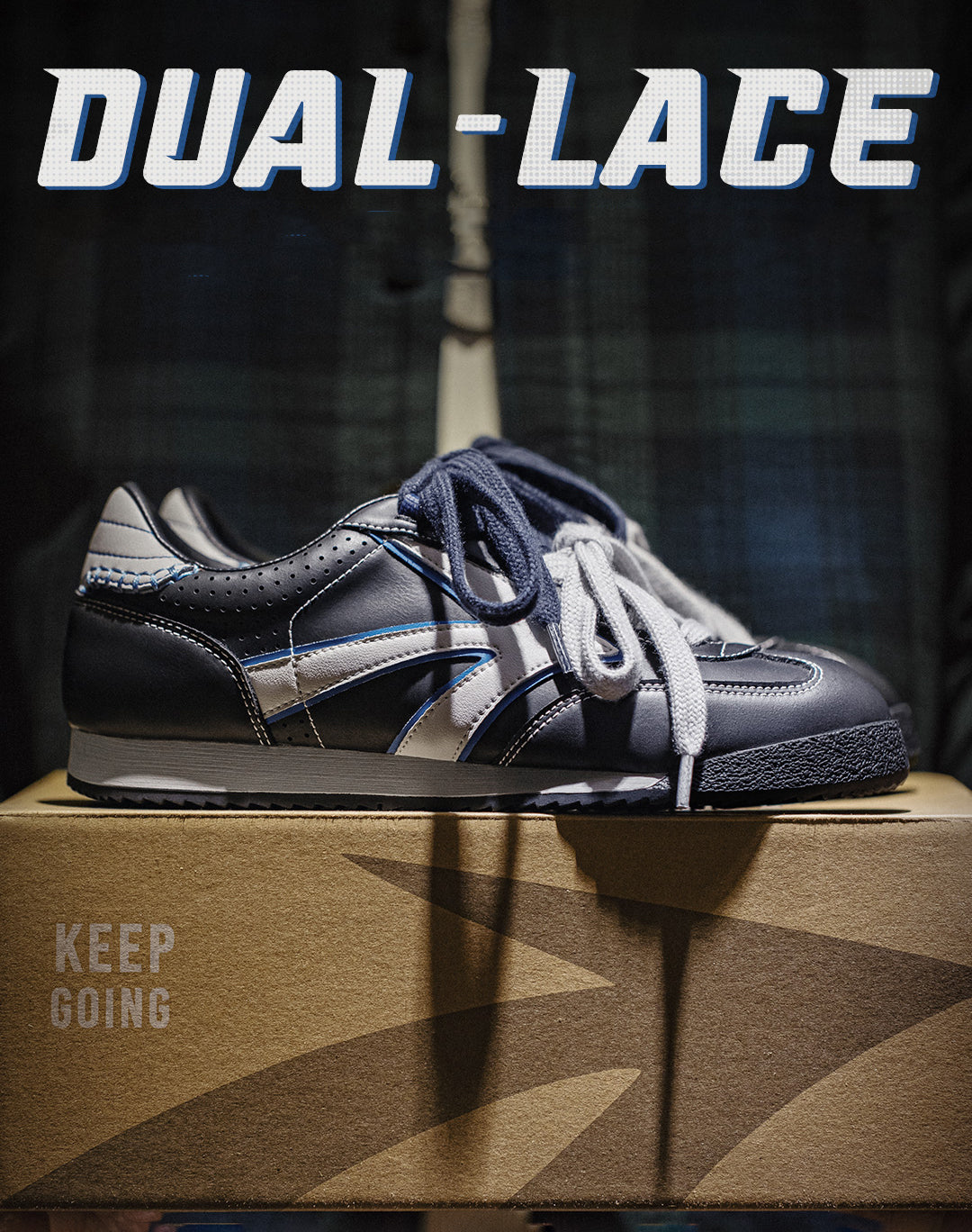 German Retro Forrest Gump Soft Bottom Inky Black Blue White Men's Casual Shoes - Harmony Gallery