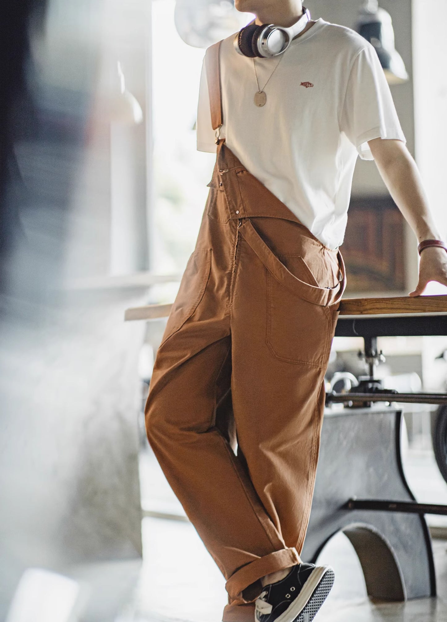 Combinaison décontractée à bretelles pour hommes, style rétro américain, marine, salopette décontractée