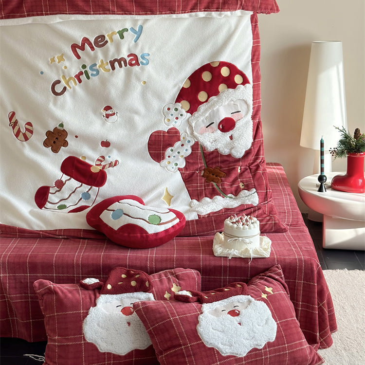 Christmas Wool Milk Velvet Four-Piece Winter Thick Warm Bed Set