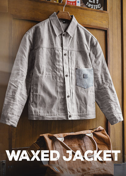 American Retro Wax Jacket Pure Cotton Hunting Stiff Gray Generation Men's Jacket - Harmony Gallery