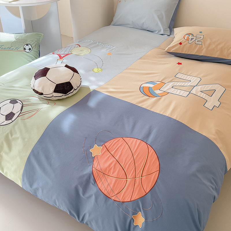Children's Cartoon Football Boy Pure Cotton Washed Four-Piece Bed Set