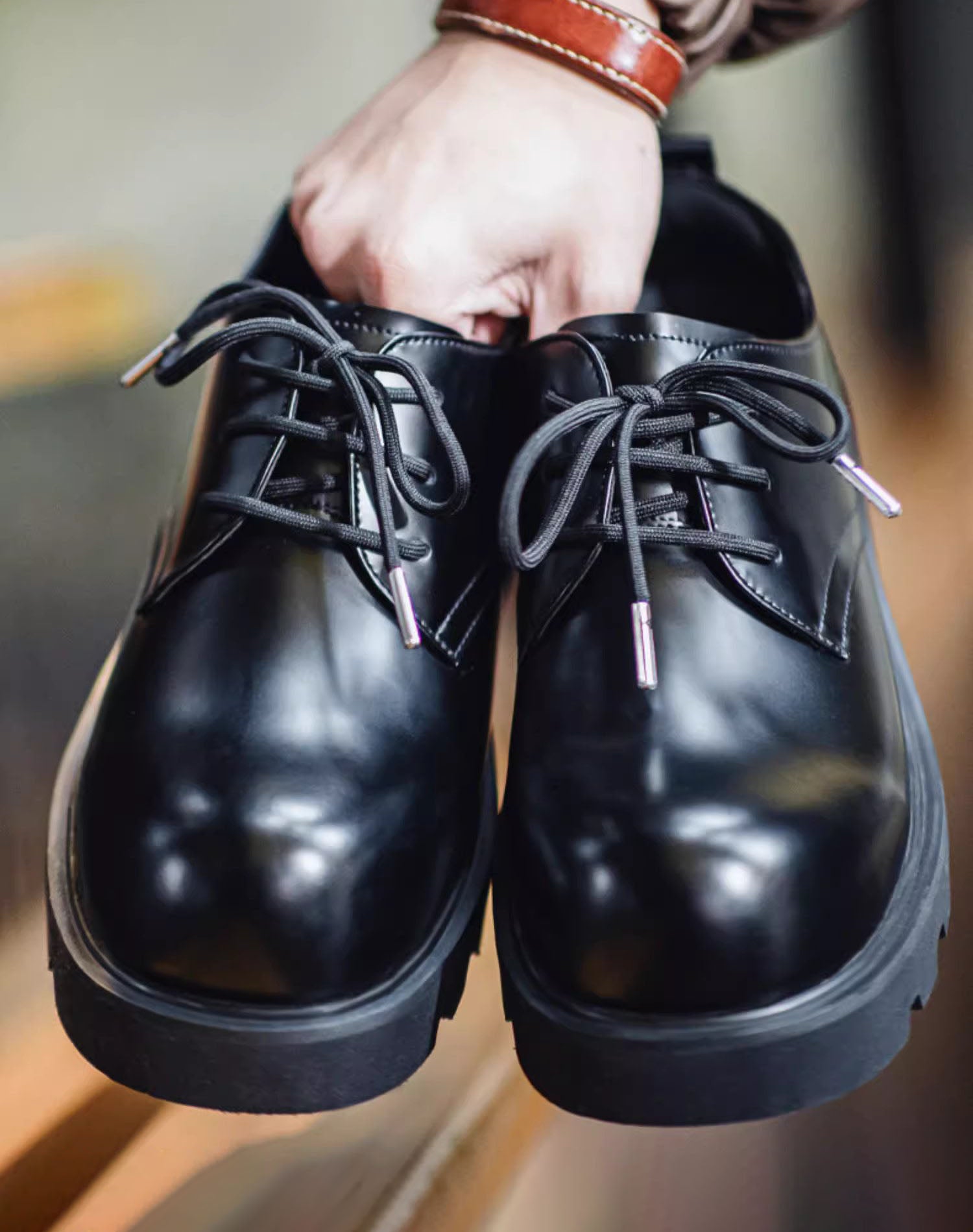 Round Toe Dress Shoes For Mens Wide Feet Mickey Derby Leather