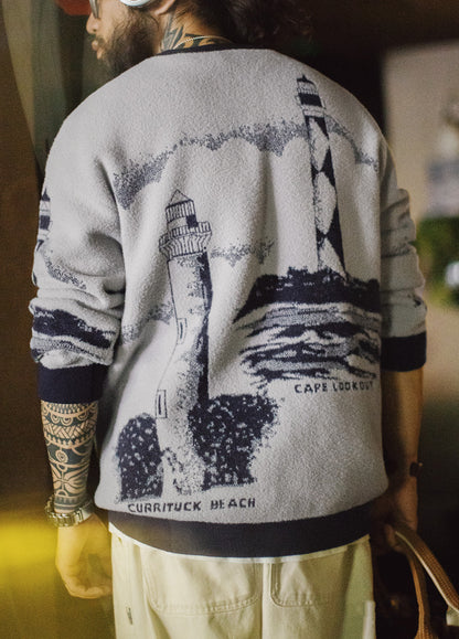 American Retro Smoky Gray Pullover Soft Warm Thick And Relaxed Men's Sweater