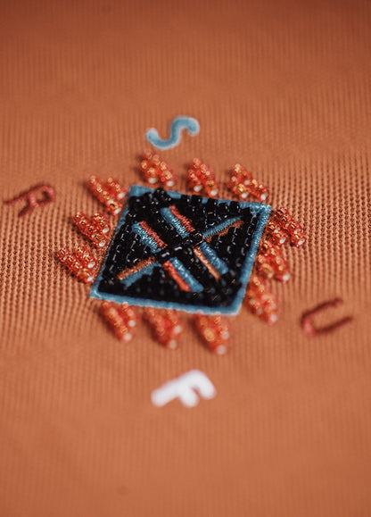 American Retro Navajo Fake Two-Piece Orange Knitted Men's Sweater - Harmony Gallery