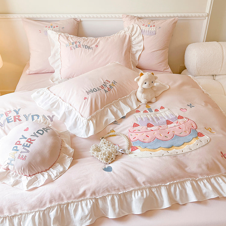 Girly Heart Cute Cake Thick Cotton Brushed Four-piece Fall And Winter Bed Set - Harmony Gallery
