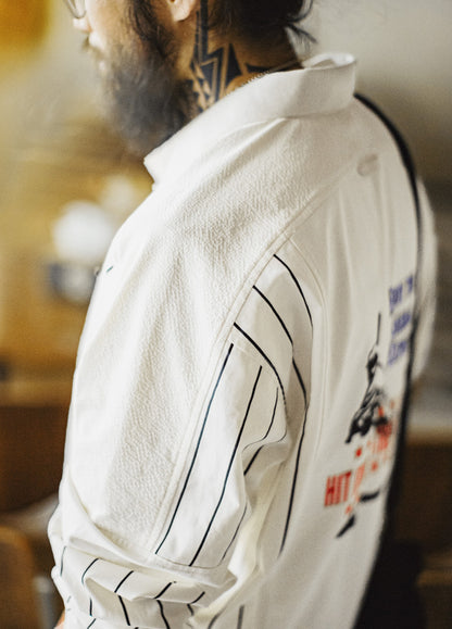 American Baseball Print Polo Splicing Pullover Embroidered Men's Sweater - Harmony Gallery