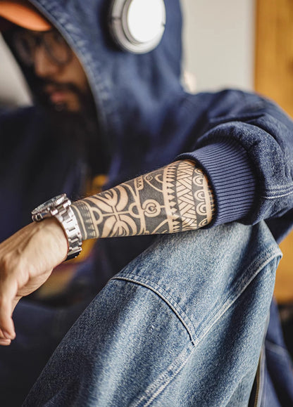 American Retro Washed Denim Outerwear Hooded Heavy Distressed Men's Jacket - Harmony Gallery