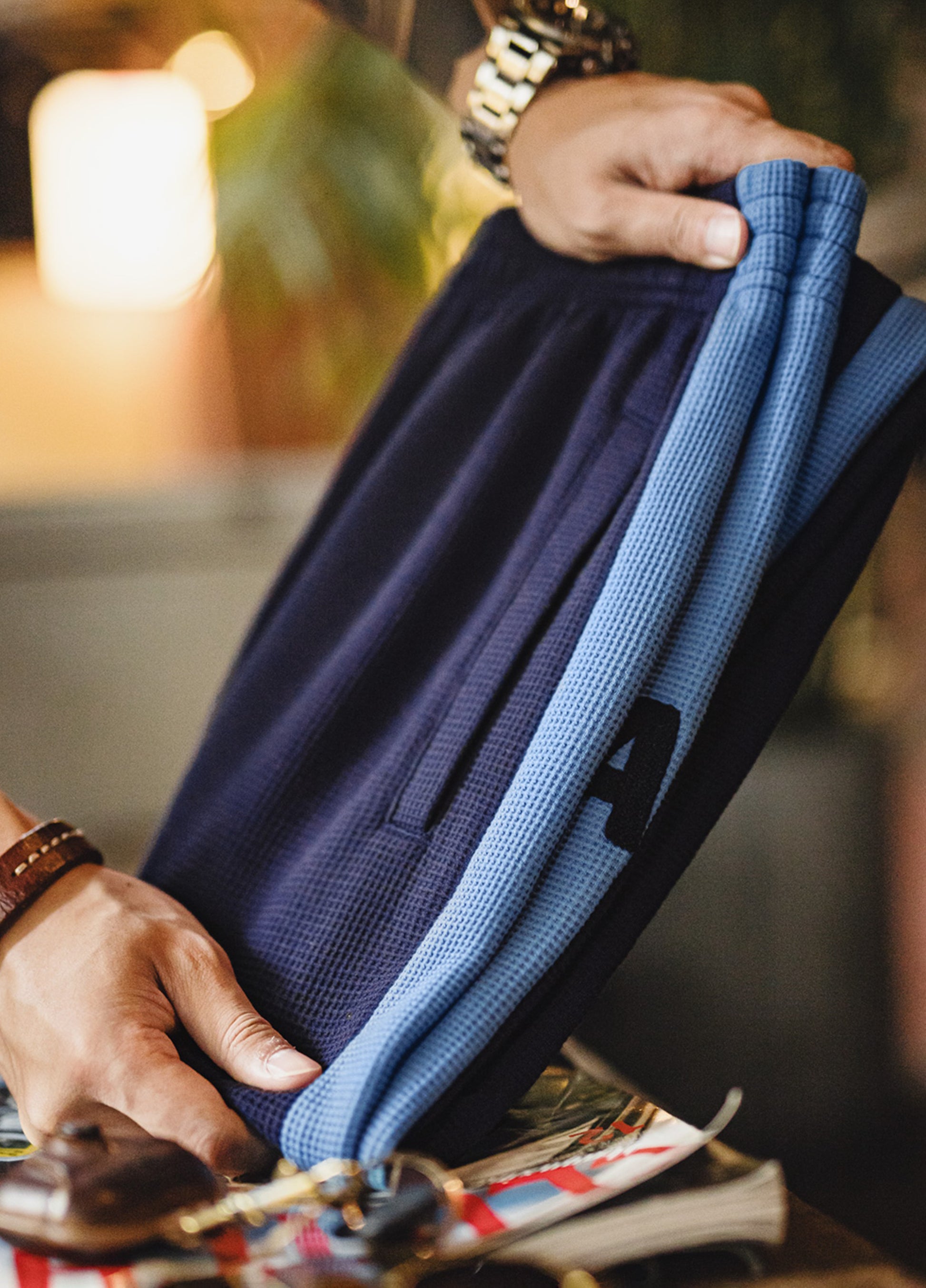 American Casual Training Sweatpants Sports Waffle Knit Elastic Waist Men's Trousers - Harmony Gallery