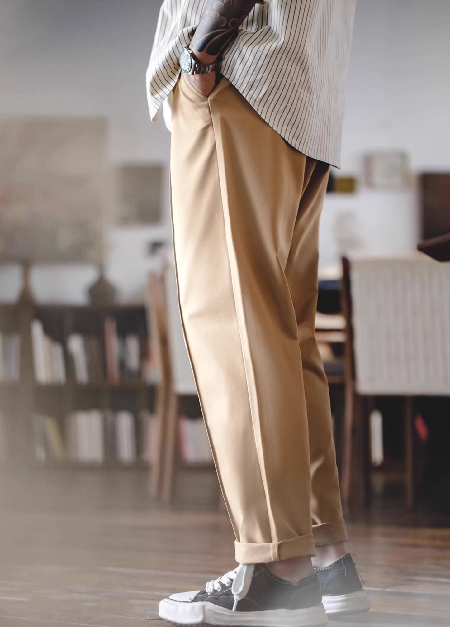 American Casual Workwear Versatile Pleated Men's Trousers