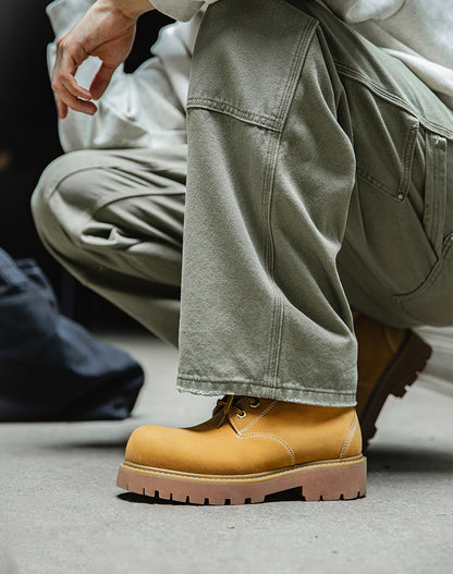 American Retro Mickey Round Head Big Martin Boots Thick Bottom Men's Boot - Harmony Gallery