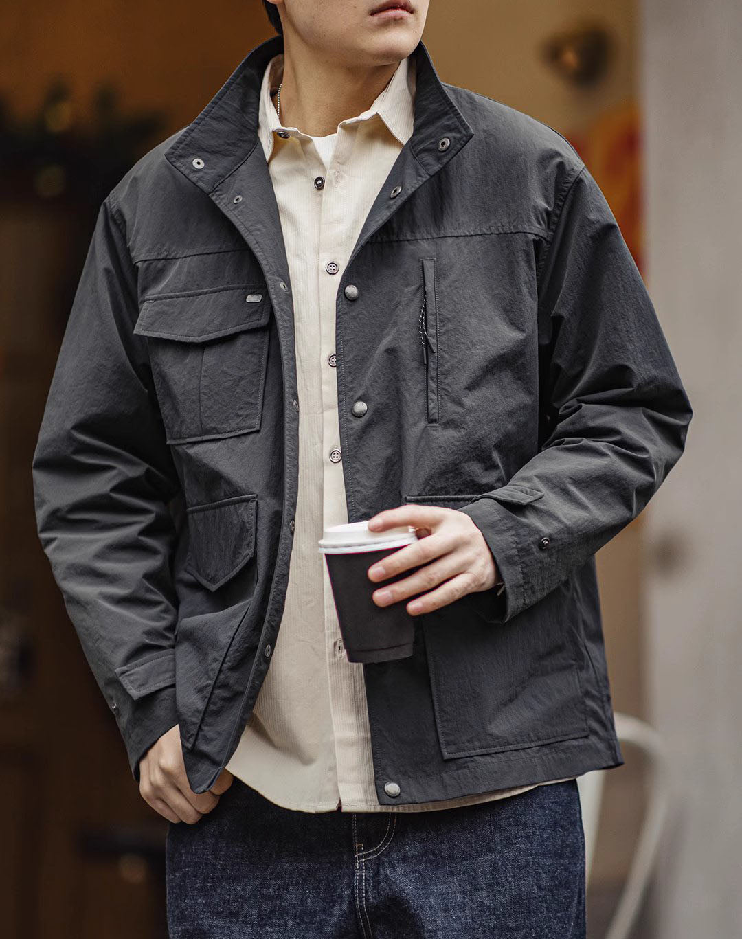 American Workwear Four-Pocket Waterproof Lapel Men's Jacket