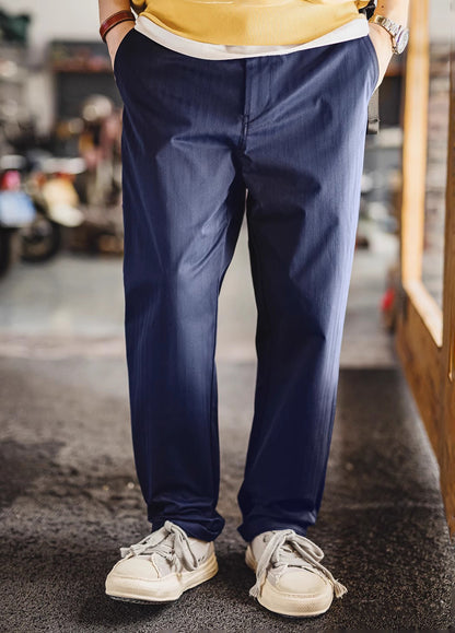 American Retro Logger Leg Slightly Tapered Elastic Waist Herringbone Men's Trousers