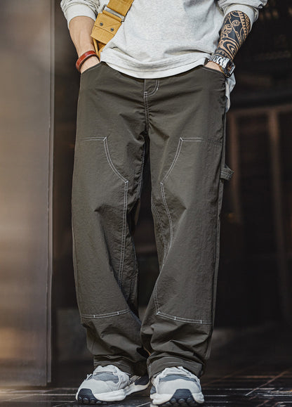 American Retro Light  Knee-Length Logging Textured Thin Drape Men's Trousers - Harmony Gallery