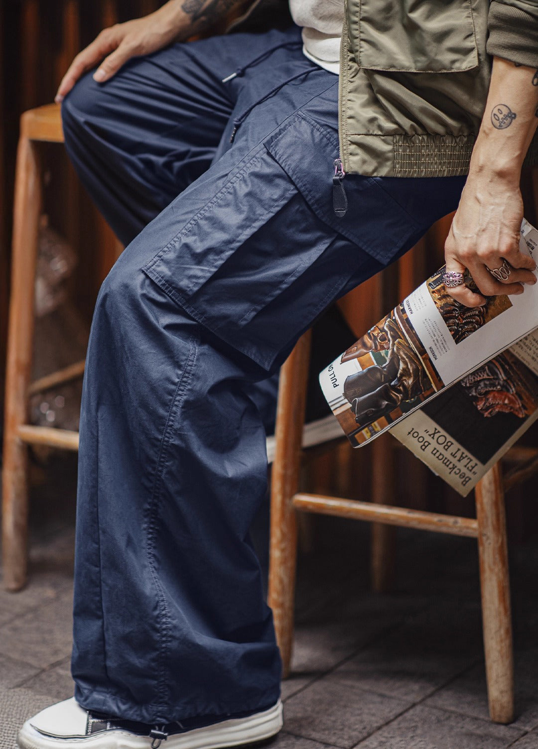 American M65 Large Pocket City Boy Woven Tapered Long Men's Trousers