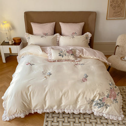 French Romantic Princess Cotton Four-Piece Pure Cotton Bed Set